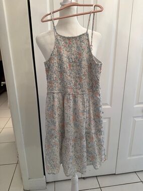 abercrombie kids Cream Floral Sundress with Pink and Blue Accents